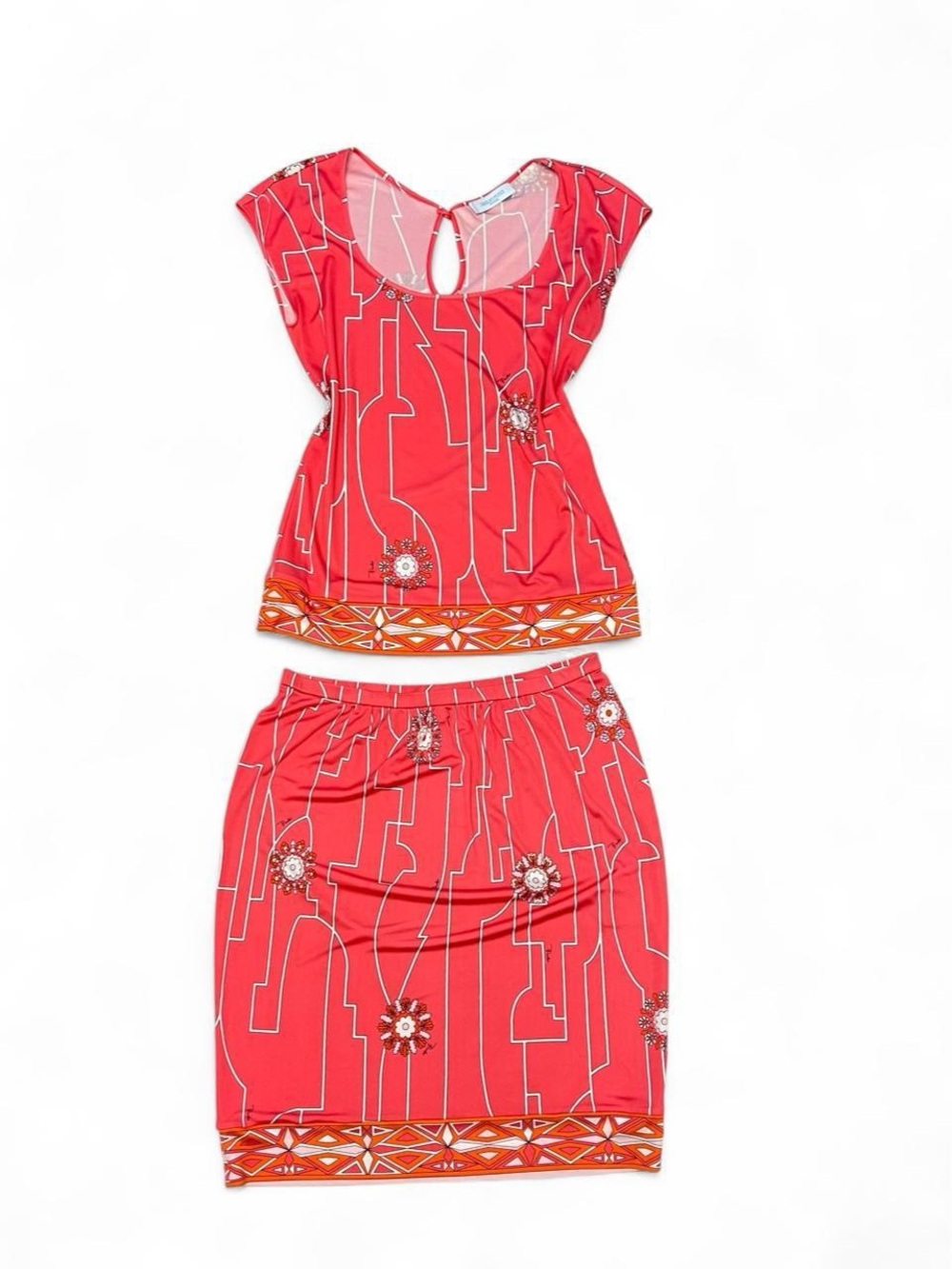 Red Printed Pencil Skirt - Women